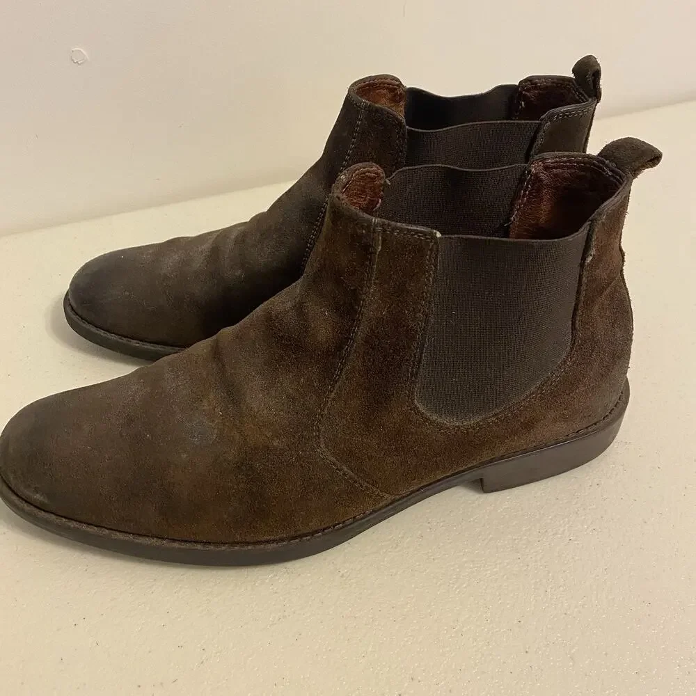Johnston And Murphy Mens Size 8.5 Slip On Durham Chelsea Boots Brown Suede